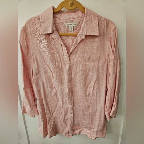 NWT - Linen Coldwater Creek Light Cherry Button Down/Camp Shirt - XL - Picture 1 of 8